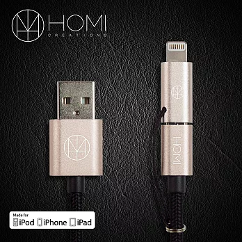 HOMI MFI蘋果認證 Lightning & Micro USB to USB Cable 傳輸充電線金色
