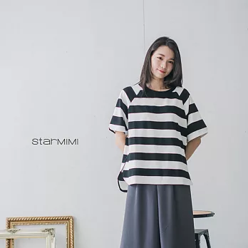 【StarMIMI】下擺圓弧條紋上衣*FREE黑白條紋