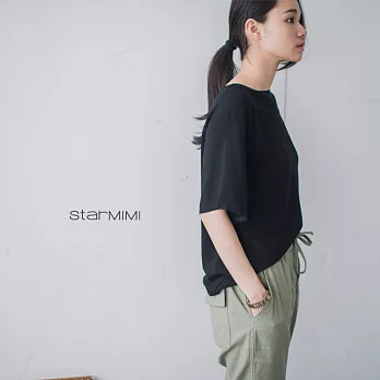 【StarMIMI】領口拼接細羅紋針織上衣*FREE黑