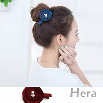 【Hera】赫拉 多層蕾絲花邊珍珠水鑽鋯石髮夾/邊夾/鴨嘴夾(二色任選)紅色