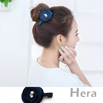 【Hera】赫拉 多層蕾絲花邊珍珠水鑽鋯石髮夾/邊夾/鴨嘴夾(二色任選)藍色