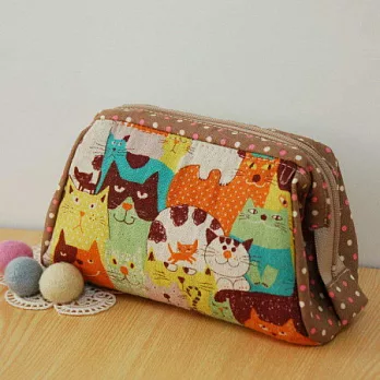 手縫ok!-千臉貓支架口金包(拼布材料包)