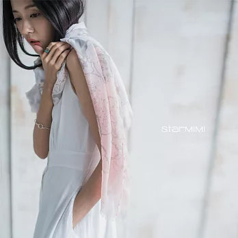 【StarMIMI】水墨花草渲染感絲巾*FREE粉橘