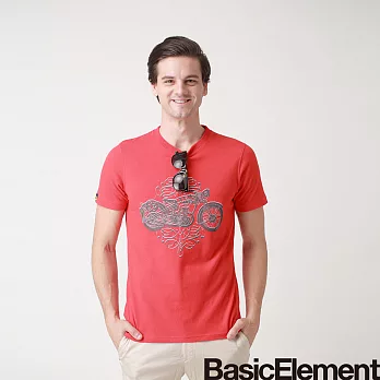 【BasicElement】男款復古摩托車T恤S紅色