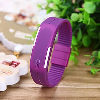 【SANDA】繽紛果凍LED多彩手環智能觸控電子錶(葡萄紫)