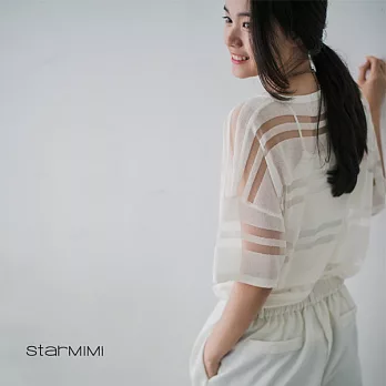 【StarMIMI】透膚橫條紋薄針織上衣*FREE白