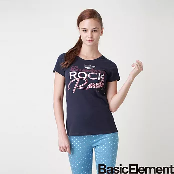 【BasicElement】女款搖滾電台T恤S藏青