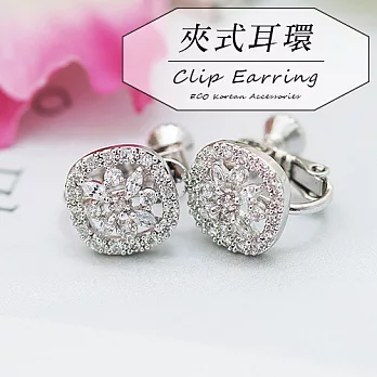 【安珂ECO正韓飾品】氣質圓邊方框花型 夾式耳環