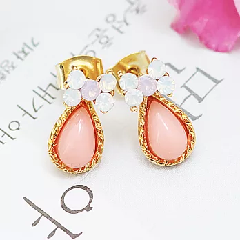 【安珂ECO正韓飾品】蛋白石蝴蝶結墜粉嫩石 耳環(2色)粉紫