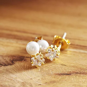 【安珂ECO正韓飾品】晶鑽星星墜珍珠 耳環(純銀耳針)