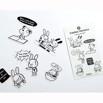 《Foufou》造形透明貼紙5入組(組合D)