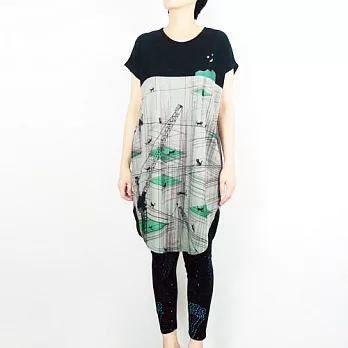 :Urb.【建築貓】女/長橢圓附繩多穿款FREE上黑/下灰褐