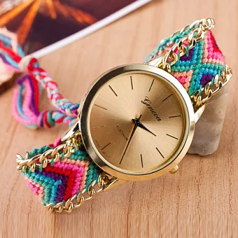 Moment 捕夢情人-彩虹編織金屬鍊拉繩手鍊腕錶 (8色任選)#08