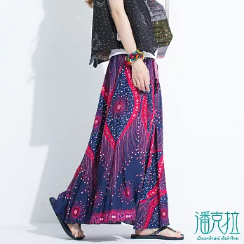 【潘克拉】紅眼星空長裙-FREEFREE藍