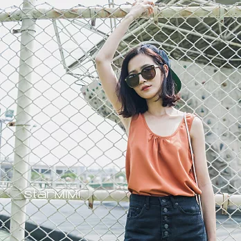 【StarMIMI】前抽摺無袖背心*S磚橘