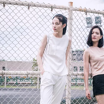 【StarMIMI】側開岔滑面拉鍊裝飾背心*S白