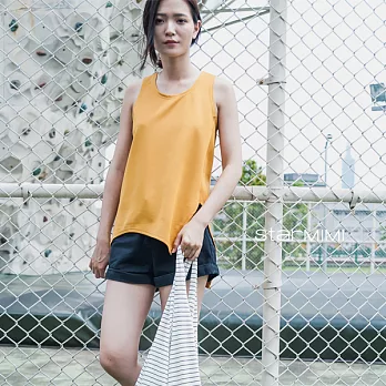 【StarMIMI】斜下擺造型無袖背心*S芥黃