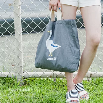 【StarMIMI】鵝鵝WALK圖案肩背包*FREE灰色