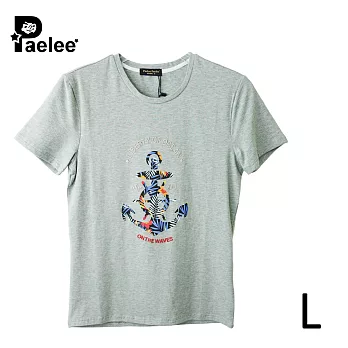 【Paelee 帕里】海洋船錨 短袖T恤L淺灰色