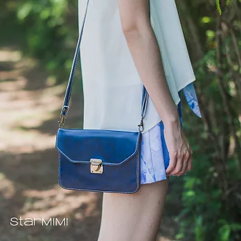 【StarMIMI】刻紋金釦軟皮信封包*FREE藍色