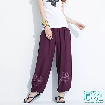 【潘克拉】潑墨風格燈籠褲-FREEFREE紫