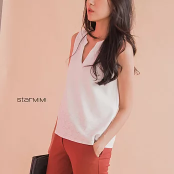 【StarMIMI】下擺漸層幾何印花V領背心*FREE淺膚色