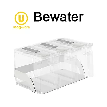 【Bewater】調味盒*3+吸匙*3+不銹鋼架(700ml) 磁鐵原理讓廚房更便利!!透明