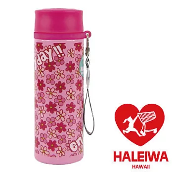 日本【HALEIWA】繽紛花彩不銹鋼隨身保溫瓶-(粉色)