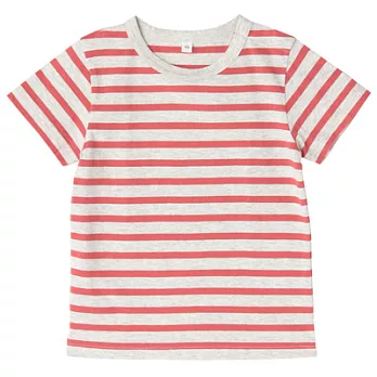 [MUJI 無印良品]幼兒有機棉每日兒童服橫紋短袖T恤80紅橫紋