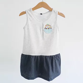 :Urb.【挫冰】童/背心洋裝120麻灰白+拼接布