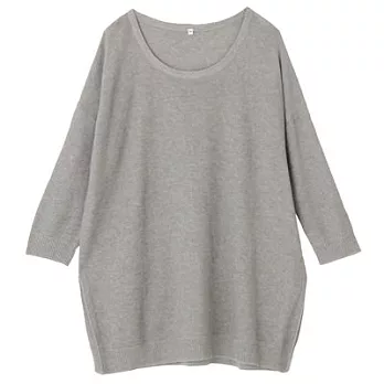[MUJI 無印良品]女有機棉七分袖長版衫L灰色