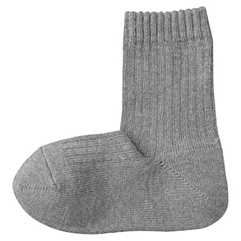 [MUJI 無印良品]兒童棉混螺紋直角短襪19~21cm灰色