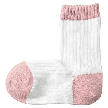[MUJI 無印良品]兒童棉混拼接螺紋直角短襪17~19cm淺粉