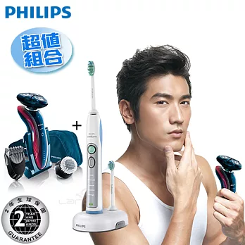 飛利浦 水洗智慧三刀頭電鬍刀+電動牙刷 (RQ1175+HX6921)