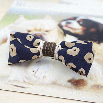【PinkyPinky Boutique】可愛印花蝴蝶結髮夾(深藍)
