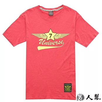 男人幫】T1207*百搭系列【UNIVERSE7飛吧竹節布短袖T恤)】時尚尖端L玫紅