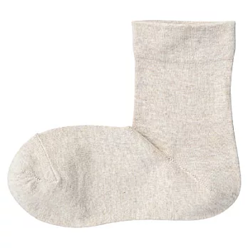 [MUJI 無印良品]女有機棉混足口寬鬆直角襪米色23~25cm