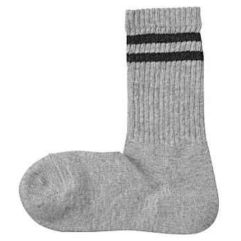 [MUJI 無印良品]女棉混織線粗織螺紋直角襪灰色23~25cm