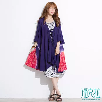 【潘克拉】輕飄綁染罩衫(2色)-FREEFREE紫