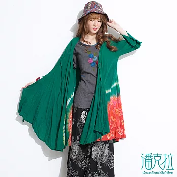 【潘克拉】輕飄綁染罩衫(2色)-FREEFREE綠