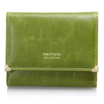 A+ accessories 復古感甜美三折拉鍊短夾 (共8色可選)綠色