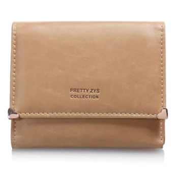 A+ accessories 復古感甜美三折拉鍊短夾 (共8色可選)卡其色