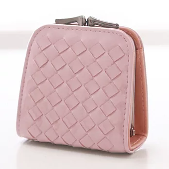 AmaZing 小巧大容量手工編織珠扣零錢包 (6色可選)粉紅色
