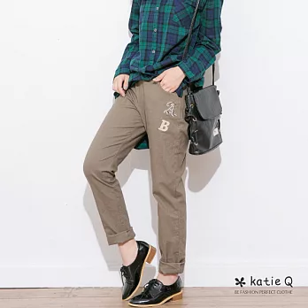 【KatieQ】彈性棉麻修飾長褲(2色)-M-XLM咖