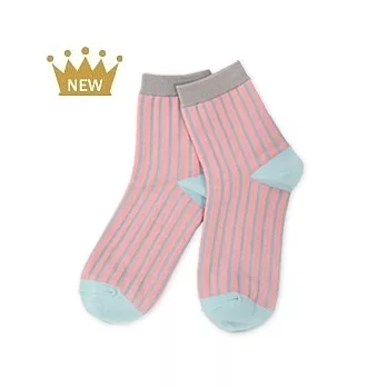【 PuloG 】鉛筆細直紋短襪-HB灰粉色-M