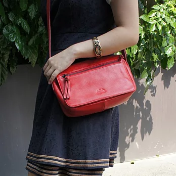 【La Poche Secrete 天然皮革】慵懶午後,輕盈斜背小肩包 -玫瑰紅