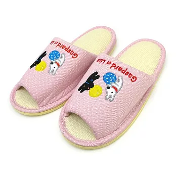 麗莎和卡斯柏-涼蓆室內拖鞋(點點粉)