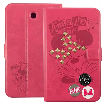 Disney Samsung Galaxy tab3 7.0 時尚搖滾鉚釘米妮壓紋可立式皮套鉚釘米妮