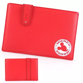 Disney 簡約典雅橫式8吋通用平板電腦皮革保護包米奇(紅)