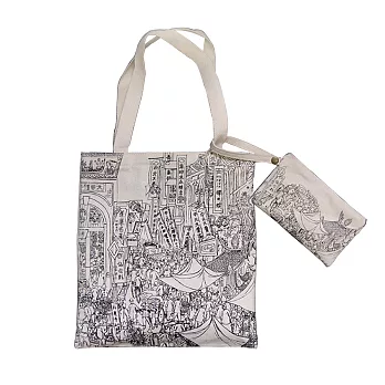 南街殷賑郭雪湖 帆布手提袋+萬用包組 Festival on South Street,Canvas Bag
